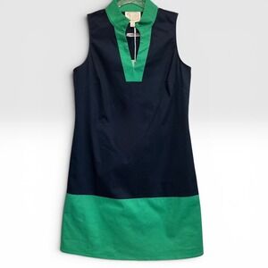 Sail to Sable Navy Kelly Green Colorblock Sleeveless Shift Dress Small NWT